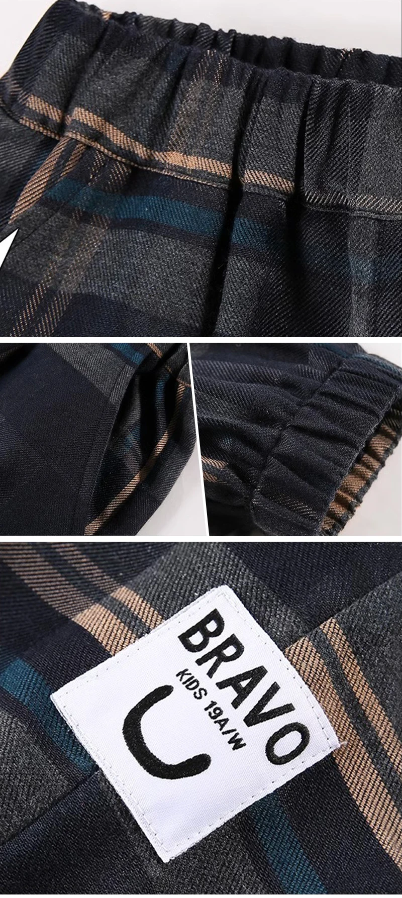 Boys Cotton Plaid Sweatpants