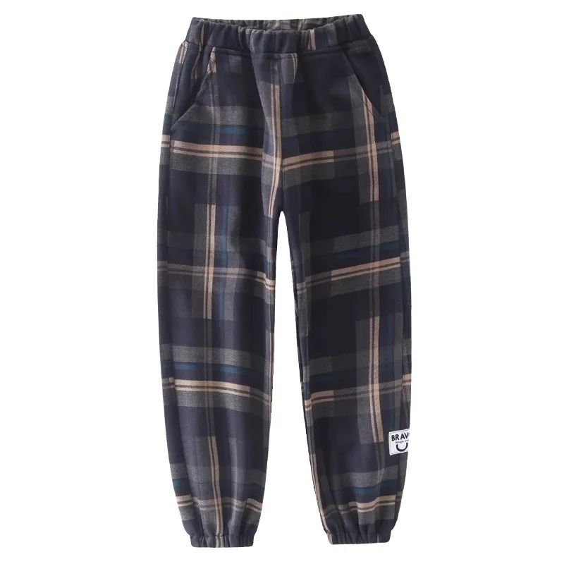 Boys Cotton Plaid Sweatpants