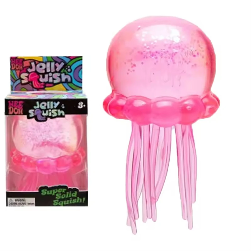 Trending Nee Doh Jellyfish & Cube Squish Toy, Soft Jelly Squeeze Stress Relief Fidget Toy, Sensory NeeDoh for Kids & Adults New