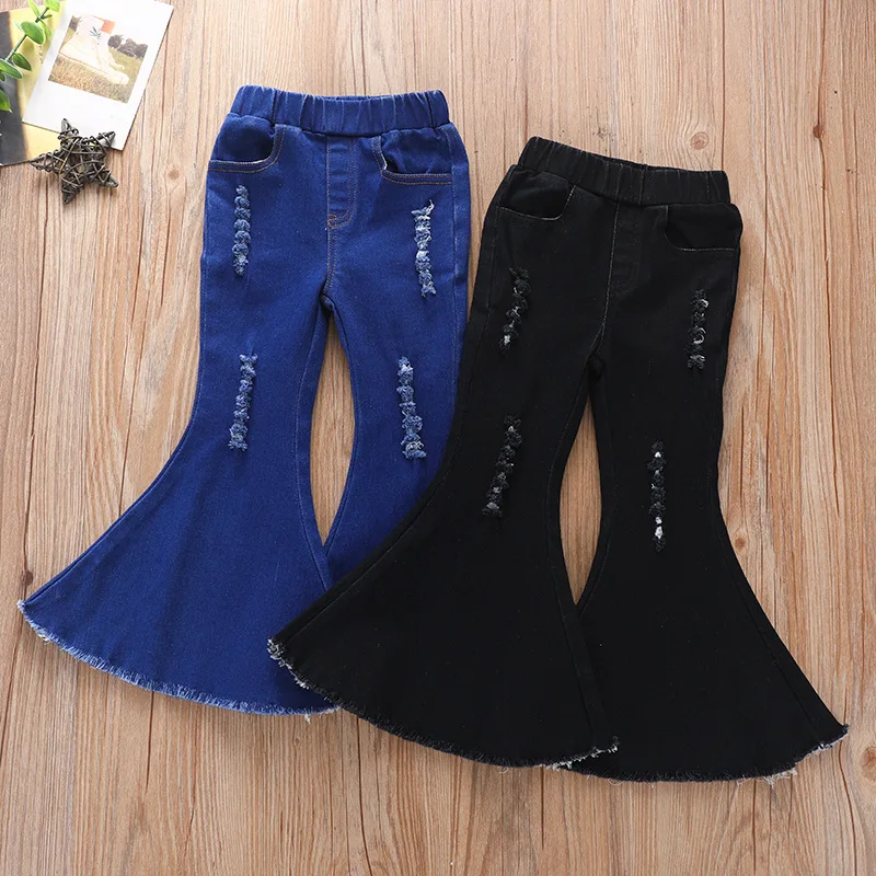 Girls Denim Stretch Flared Pants 2-6 Years - Image 2