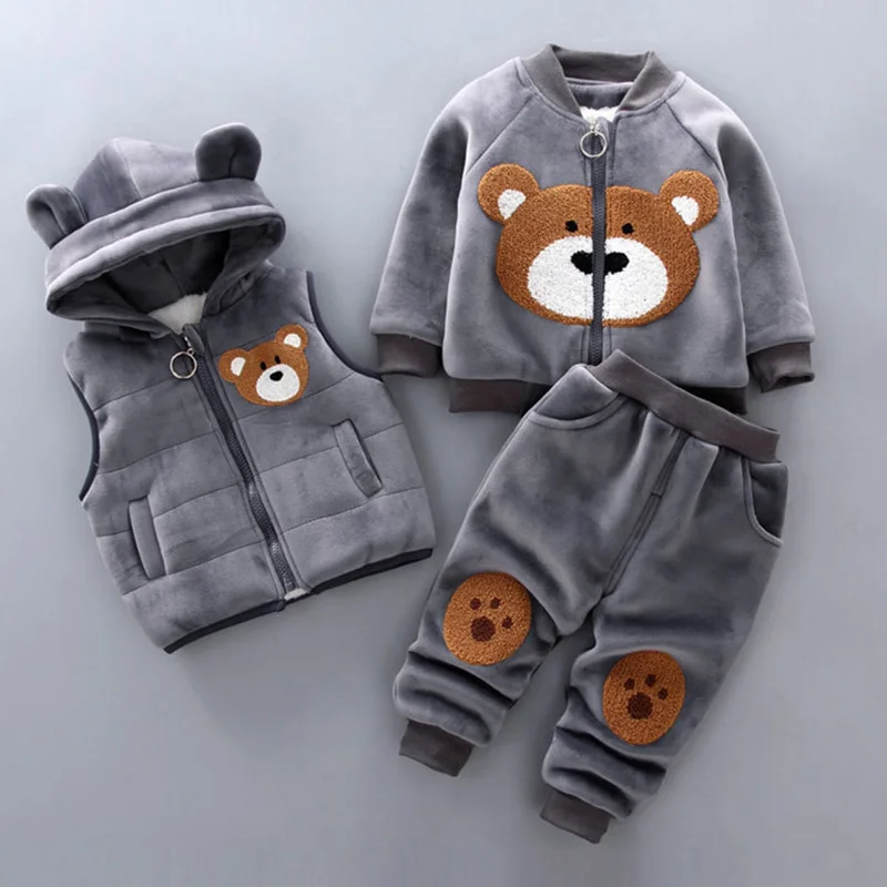 Baby Clothes Sets Thick Fleece Cartoon Bear Suit Baby Clothes Sets Thick Fleece Cartoon Bear Suit