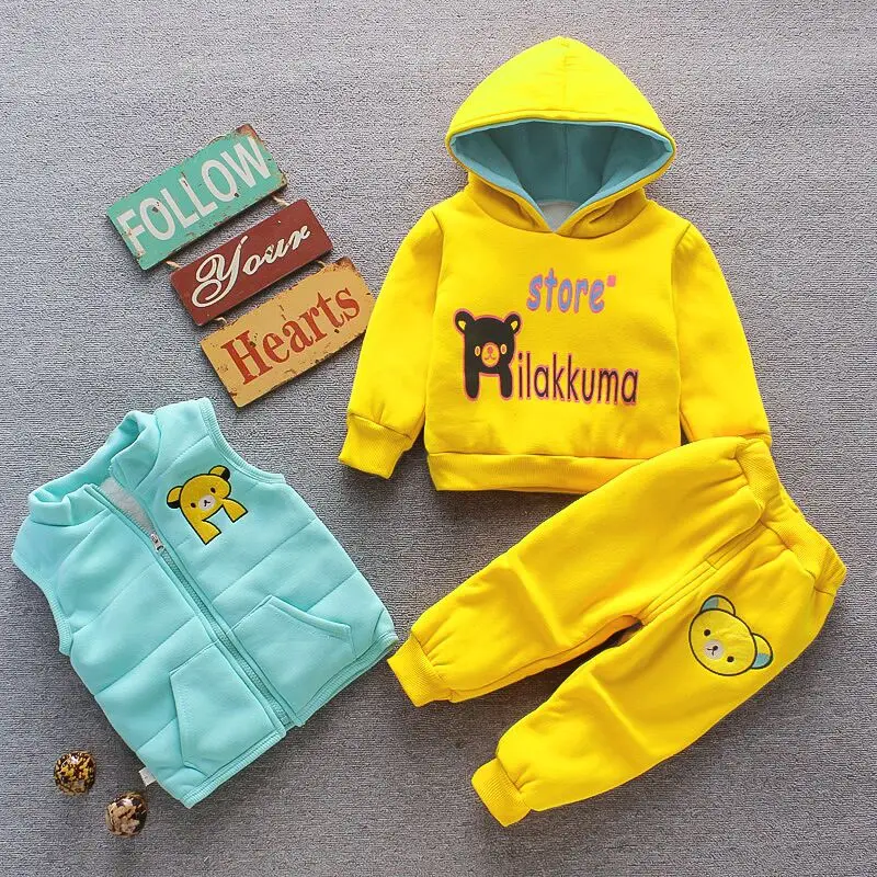 Baby Clothes Sets Thick Fleece Cartoon Bear Suit - Image 3