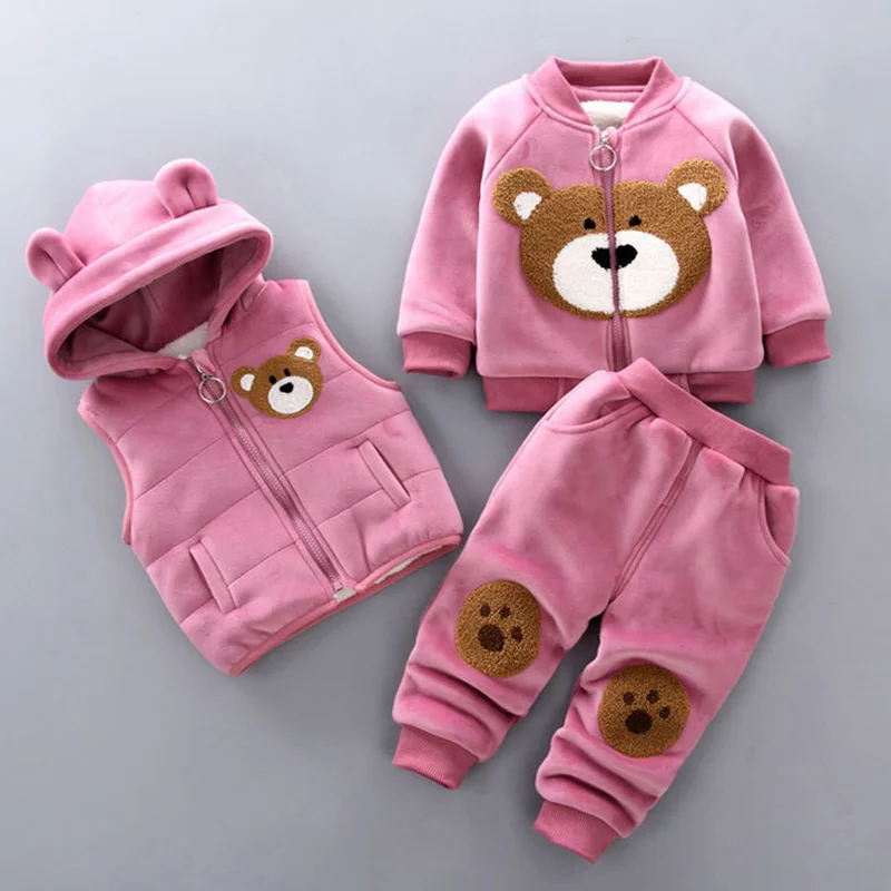 Baby Clothes Sets Thick Fleece Cartoon Bear Suit Baby Clothes Sets Thick Fleece Cartoon Bear Suit