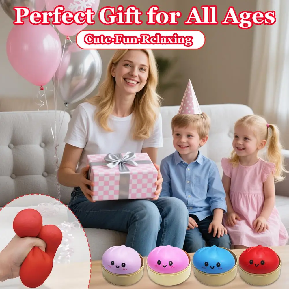 Dumpling Stress Balls Fidget Sensory Toy Simulation Food with Little Steamer Squeeze Dough Ball Stress Relief Hand Toy 1pcs 2026