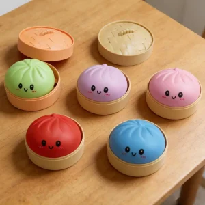 Dumpling Stress Balls Fidget Sensory Toy Simulation Food with Little Steamer Squeeze Dough Ball Stress Relief Hand Toy 1pcs 2026
