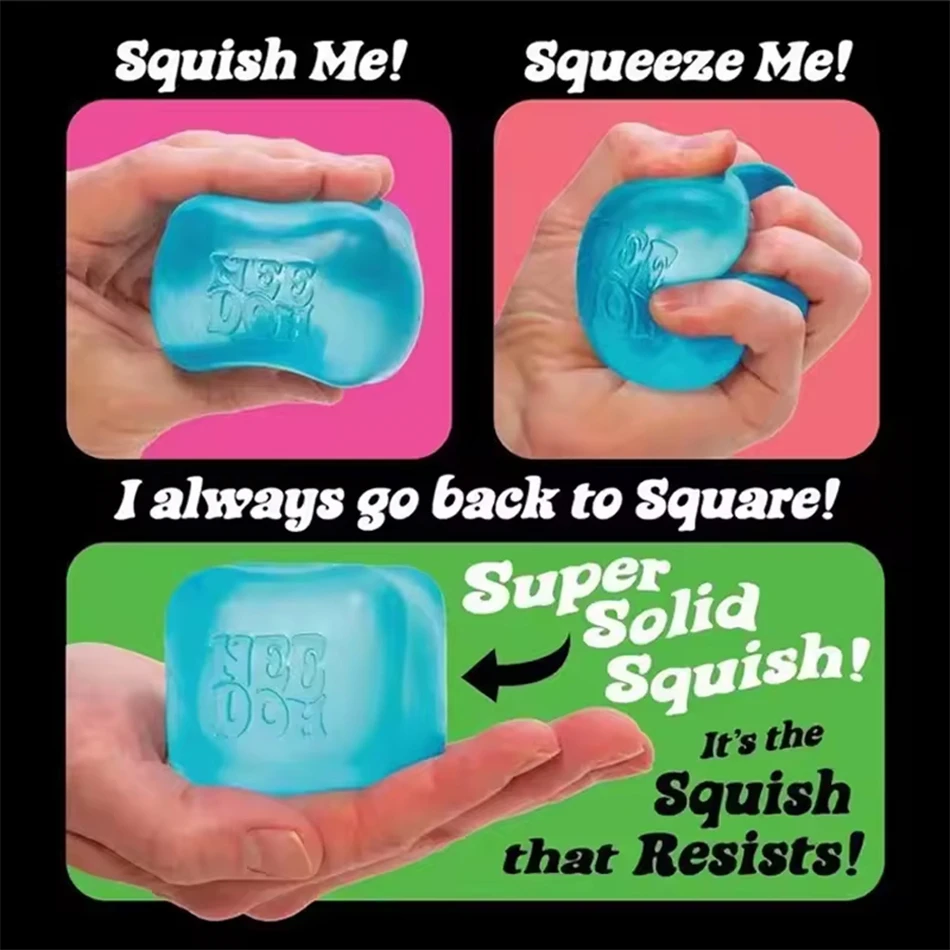 Schylling NeeDoh Nice Cube Sensory Squeeze Toy with Super Solid Squish Stress Relief Anxiety Sensory Tool Stress Reliever Toys
