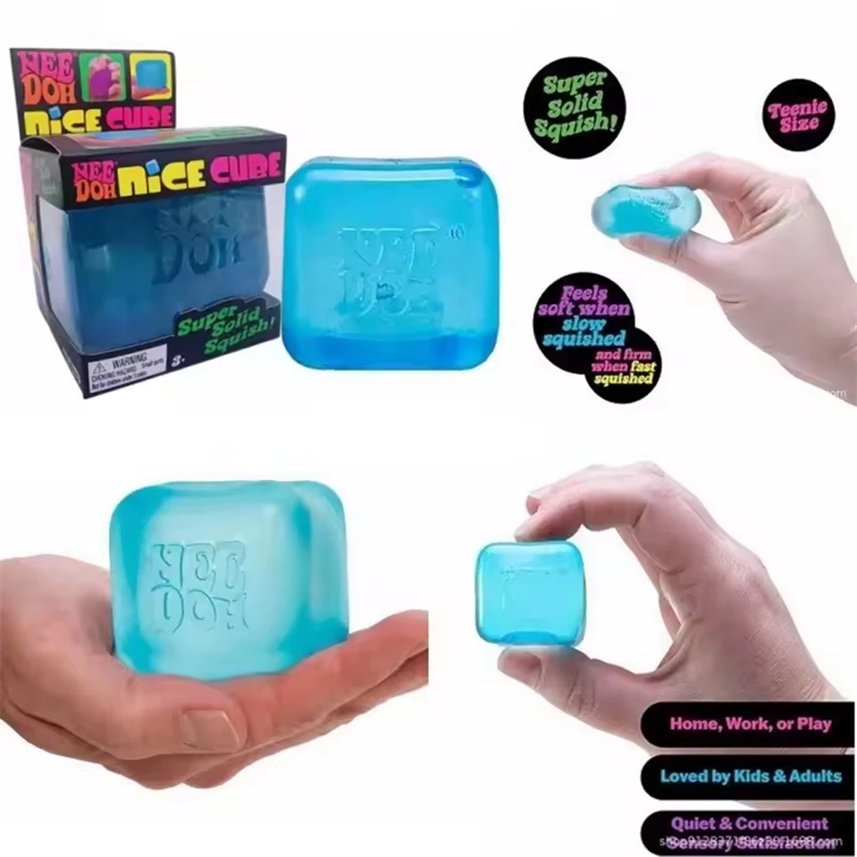 Schylling NeeDoh Nice Cube Sensory Squeeze Toy with Super Solid Squish Stress Relief Anxiety Sensory Tool Stress Reliever Toys