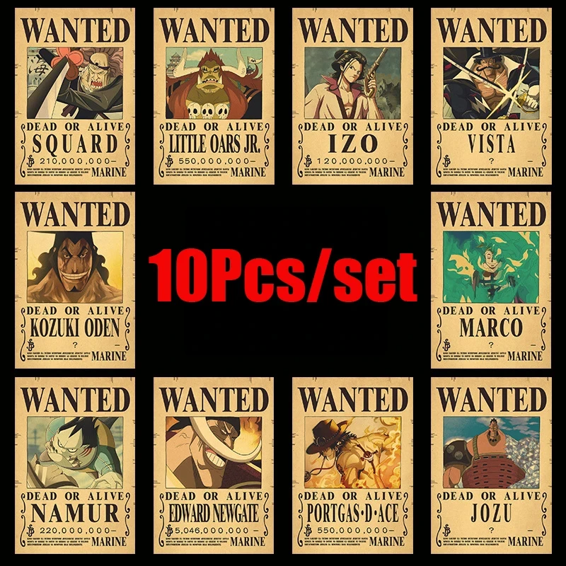 10 Pcs Pirate Wanted Posters Set for Room Wall Decoration