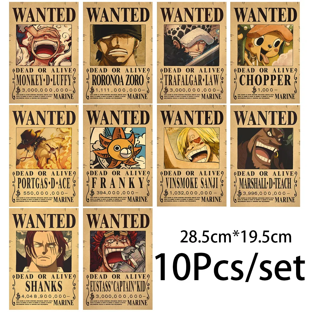 10 Pcs Pirate Wanted Posters Set for Room Wall Decoration