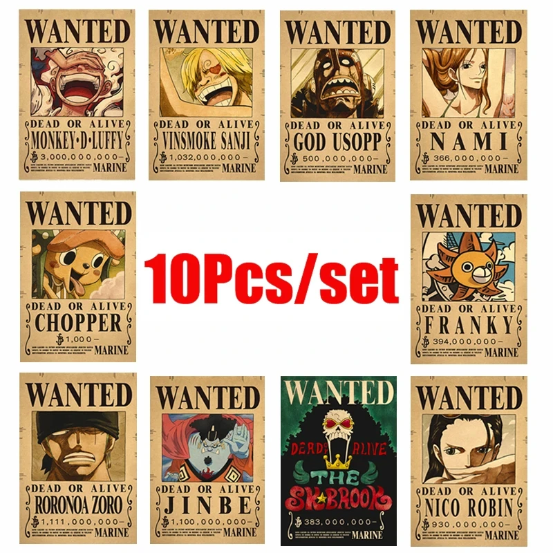 10 Pcs Pirate Wanted Posters Set for Room Wall Decoration