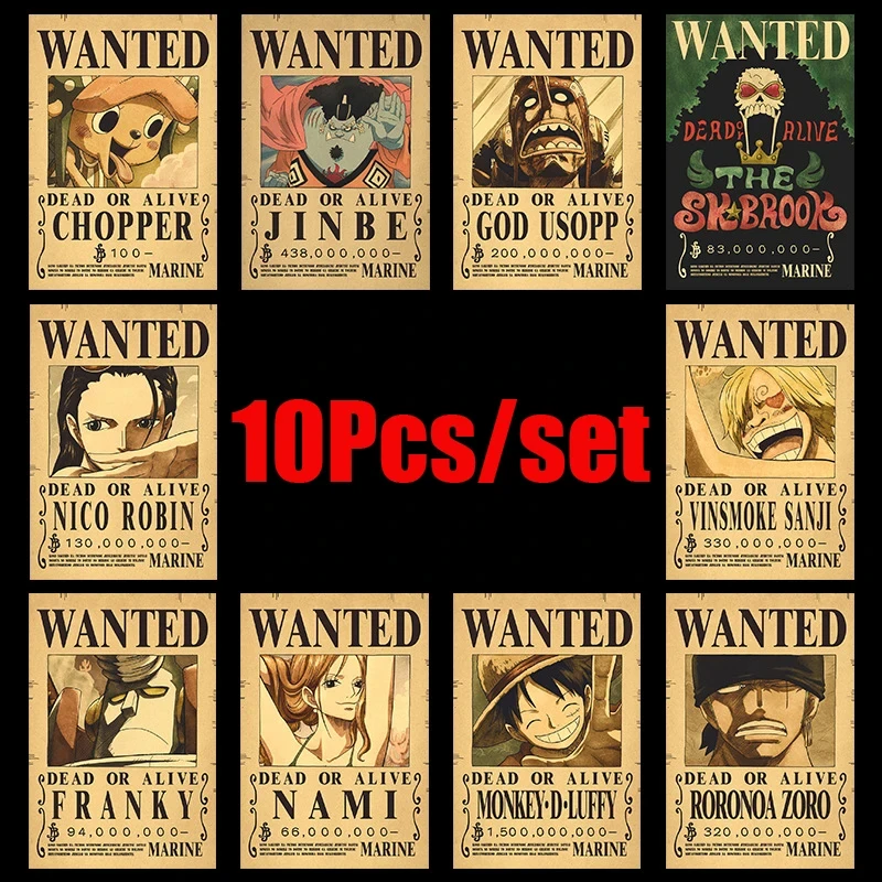 10 Pcs Pirate Wanted Posters Set for Room Wall Decoration