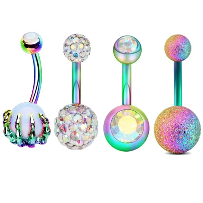 4PC Claw Belly Button Piercing Set Surgical Steel
