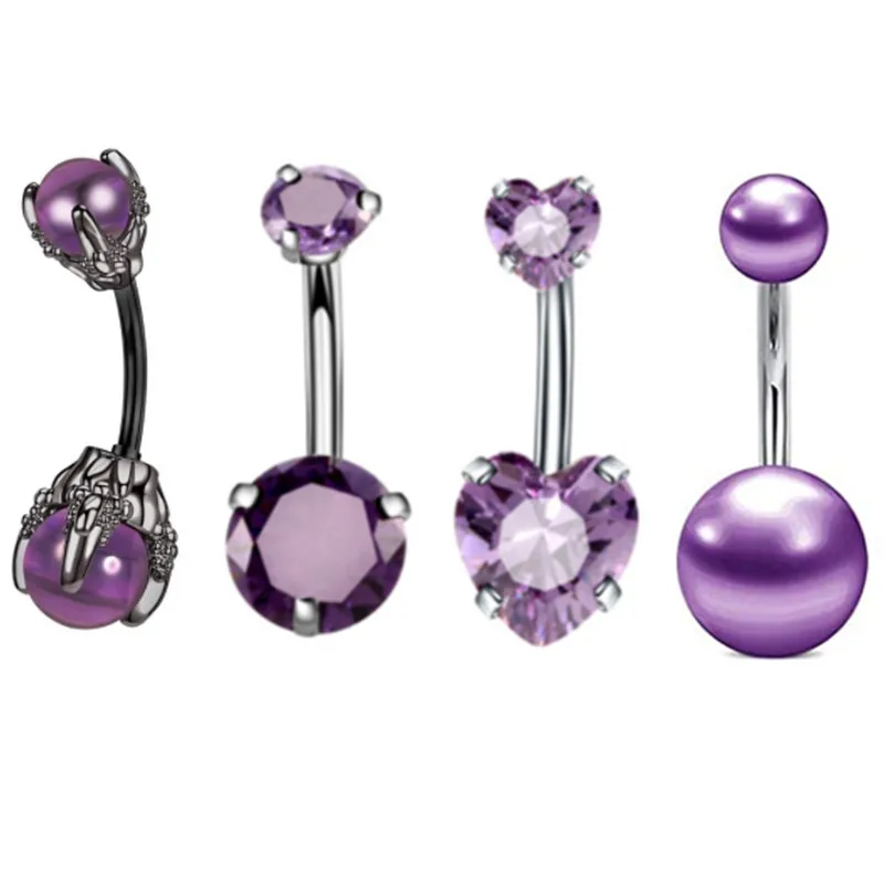 4PC Claw Belly Button Piercing Set Surgical Steel