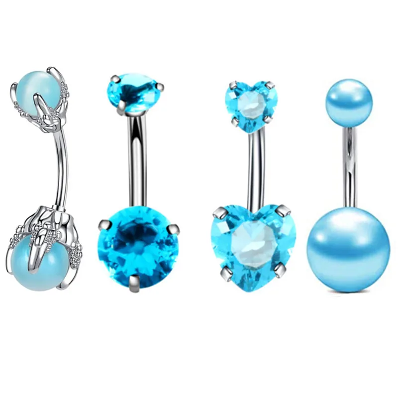 4PC Claw Belly Button Piercing Set Surgical Steel