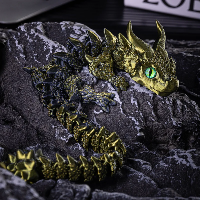 3D Printed Magic Dragon Movable Joint Fidget Toy Rotatable Articulated Office Desktop Ornament Adults Kid Toy Crafts Gift