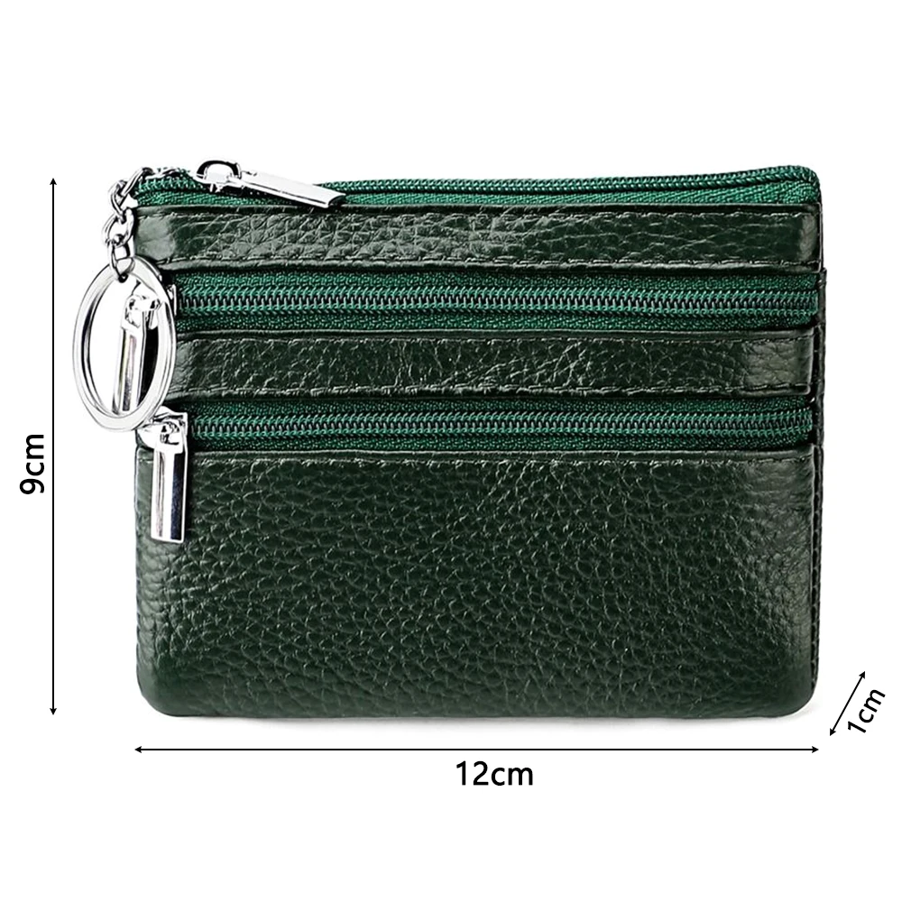 PU Leather Portable Money Coin Purse with Key Ring Waterproof Pocket Purse Zipper Wear-resistant Credit Card Holoder Man Women