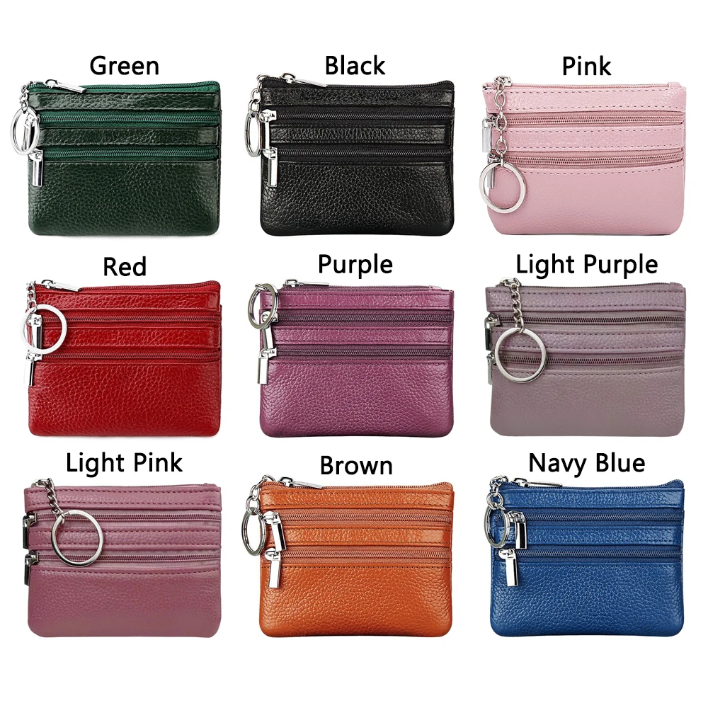 PU Leather Portable Money Coin Purse with Key Ring Waterproof Pocket Purse Zipper Wear-resistant Credit Card Holoder Man Women