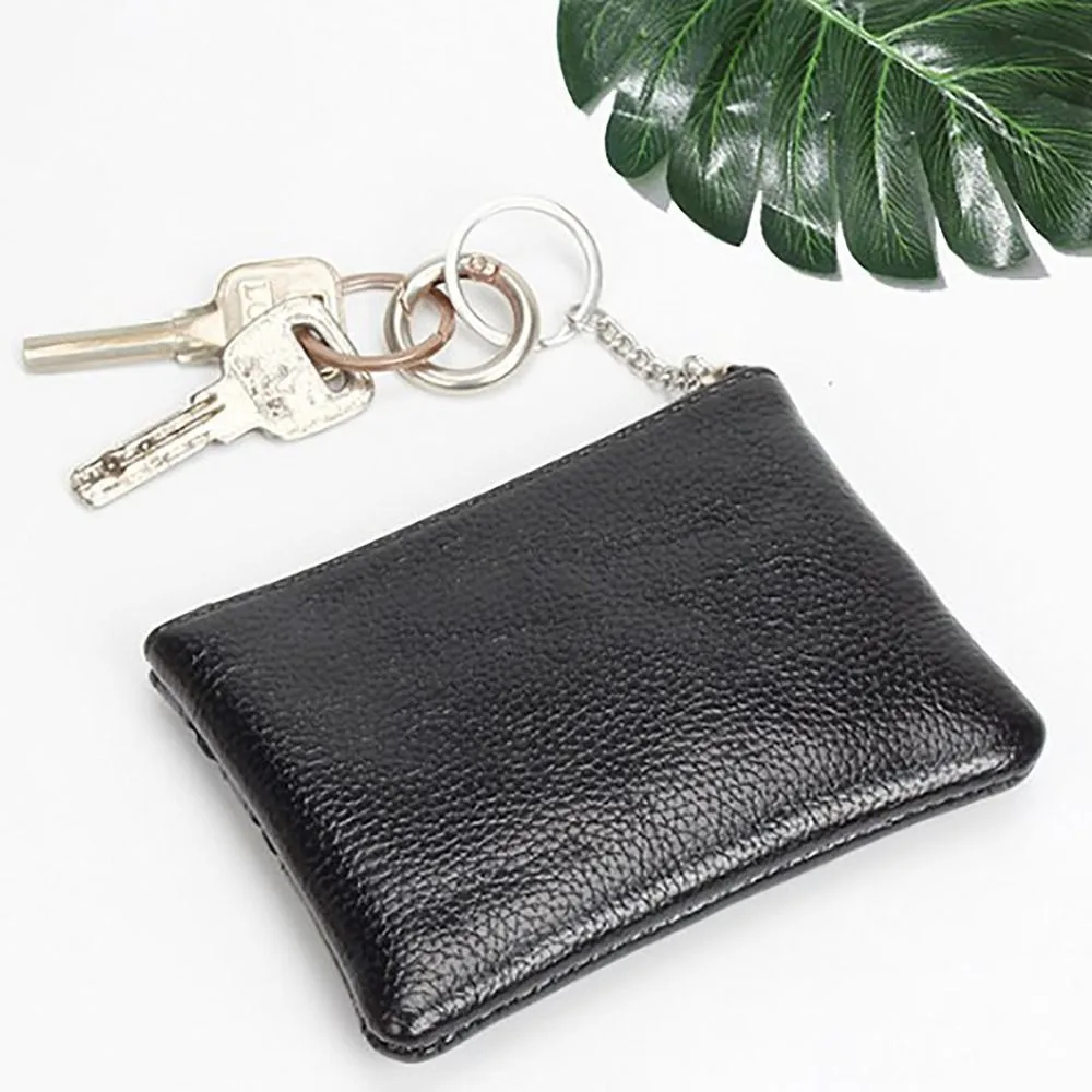 PU Leather Portable Money Coin Purse with Key Ring Waterproof Pocket Purse Zipper Wear-resistant Credit Card Holoder Man Women