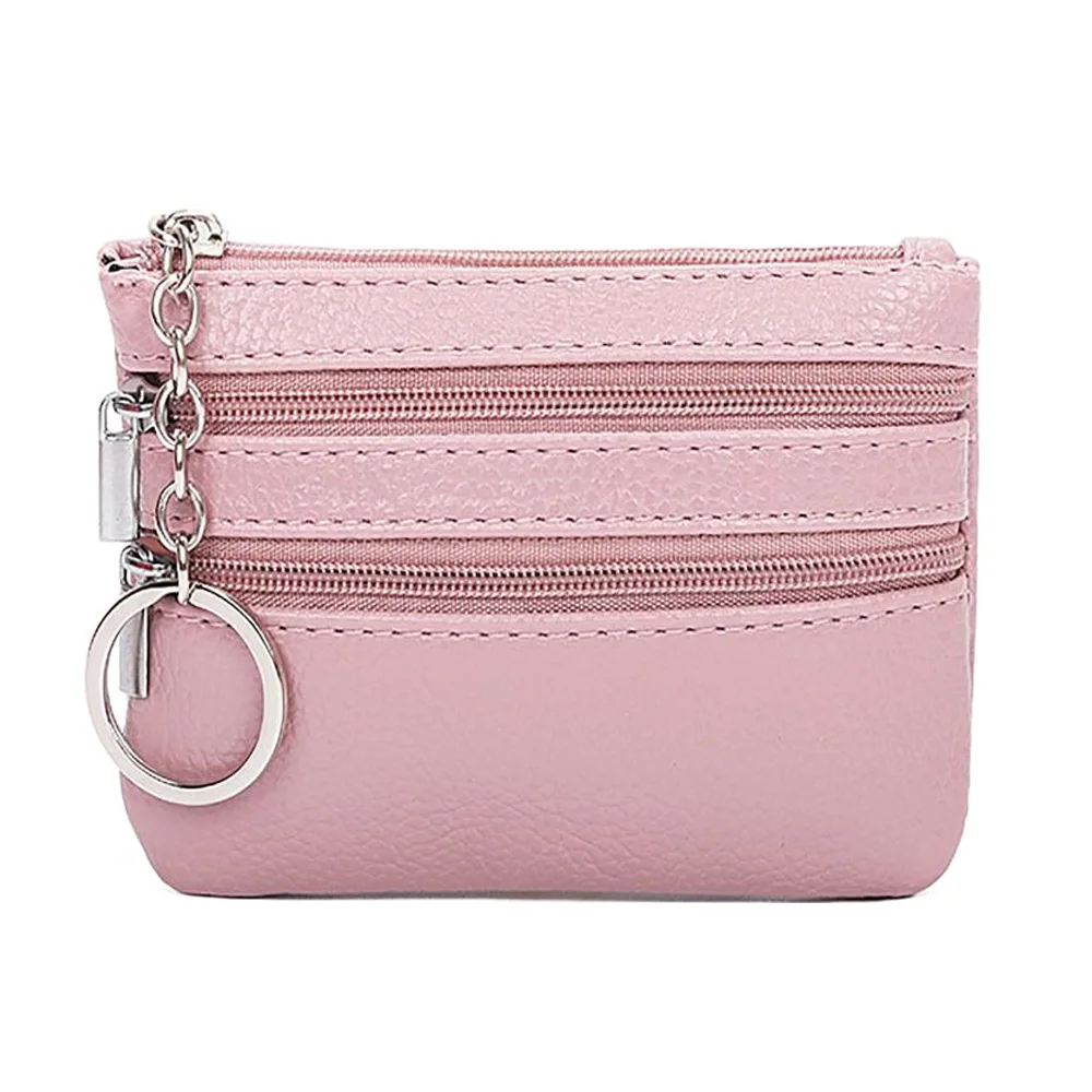 PU Leather Portable Money Coin Purse with Key Ring Waterproof Pocket Purse Zipper Wear-resistant Credit Card Holoder Man Women