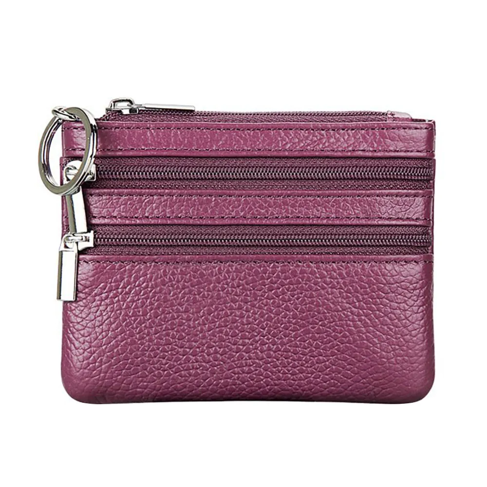 PU Leather Portable Money Coin Purse with Key Ring Waterproof Pocket Purse Zipper Wear-resistant Credit Card Holoder Man Women