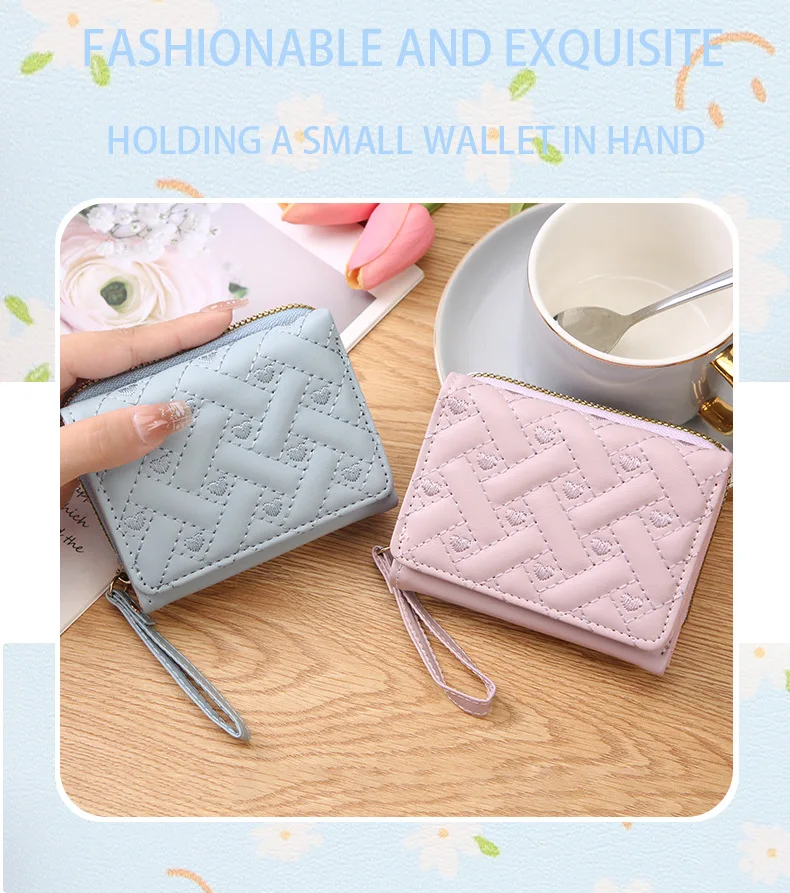 Women's Embroidered Love Zero Wallet with Zipper - Large Capacity Card Holder, Short Buckle Purse - Simple Fashion Accessory Women's Embroidered Love Zero Wallet with Zipper - Large Capacity Card Holder, Short Buckle Purse - Simple Fashion Accessory