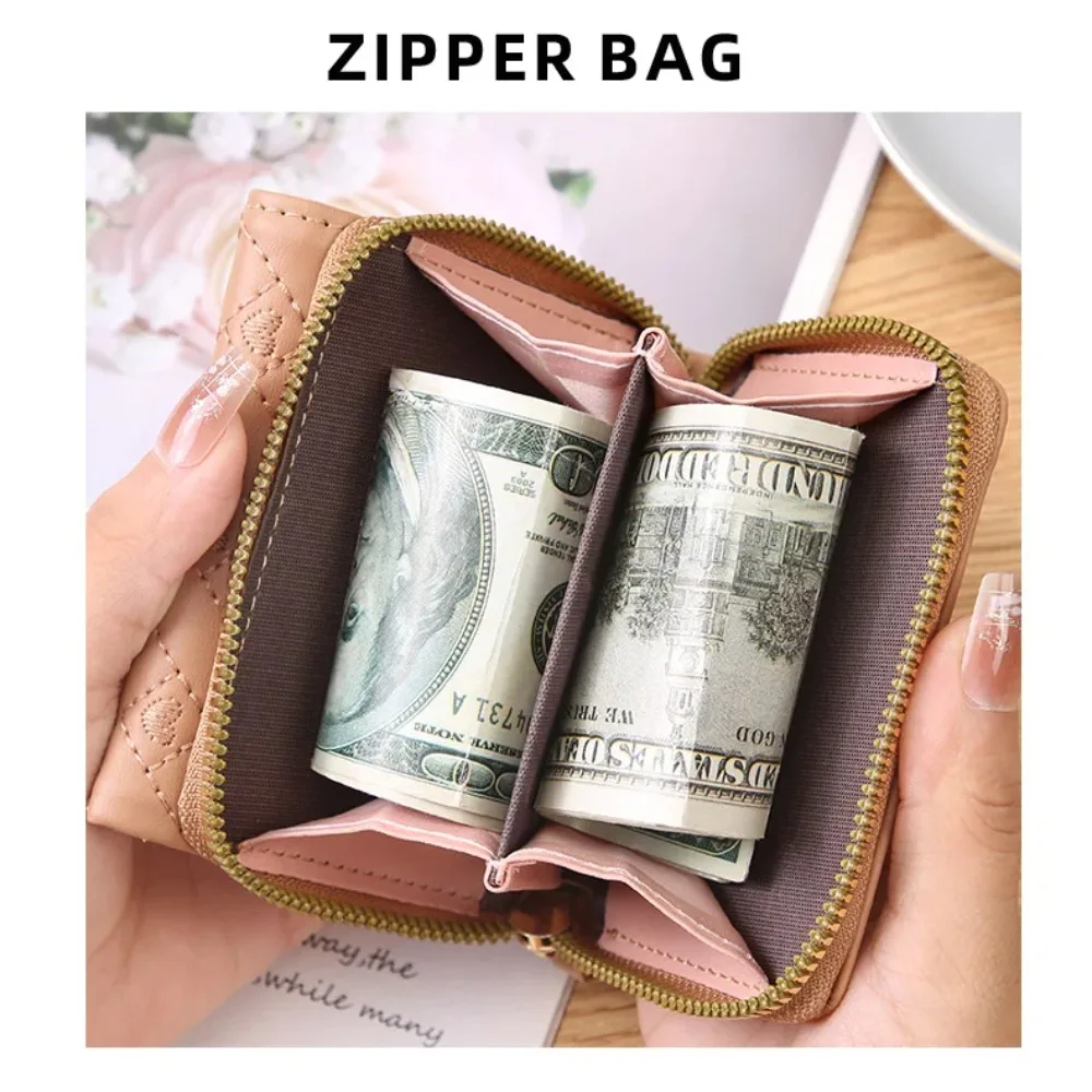 Women's Embroidered Love Zero Wallet with Zipper - Large Capacity Card Holder, Short Buckle Purse - Simple Fashion Accessory Women's Embroidered Love Zero Wallet with Zipper - Large Capacity Card Holder, Short Buckle Purse - Simple Fashion Accessory