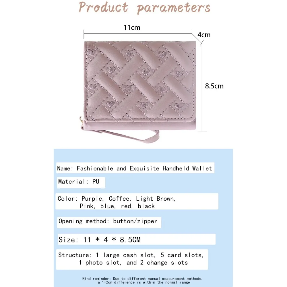 Women's Embroidered Love Zero Wallet with Zipper - Large Capacity Card Holder, Short Buckle Purse - Simple Fashion Accessory Women's Embroidered Love Zero Wallet with Zipper - Large Capacity Card Holder, Short Buckle Purse - Simple Fashion Accessory