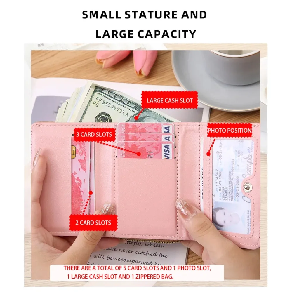 Women's Embroidered Love Zero Wallet with Zipper - Large Capacity Card Holder, Short Buckle Purse - Simple Fashion Accessory Women's Embroidered Love Zero Wallet with Zipper - Large Capacity Card Holder, Short Buckle Purse - Simple Fashion Accessory