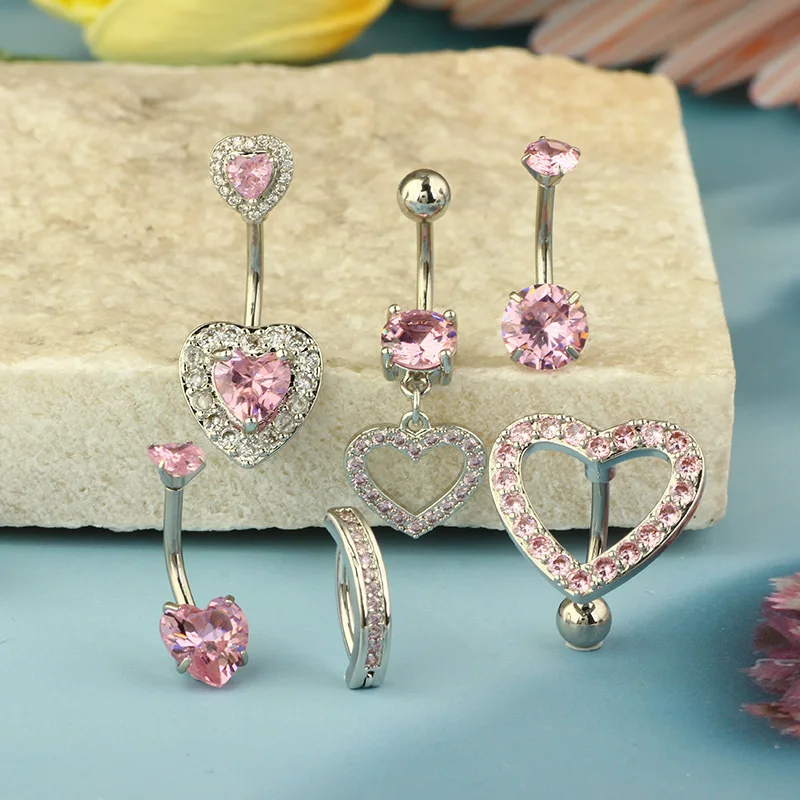 1PCS Belly Button Rings Jewelry Stainless Steel Heart Navel Piercing 1PCS Belly Button Rings Jewelry Stainless Steel Heart Navel Piercing
