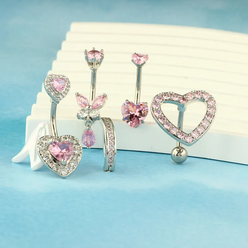 1PCS Belly Button Rings Jewelry Stainless Steel Heart Navel Piercing 1PCS Belly Button Rings Jewelry Stainless Steel Heart Navel Piercing