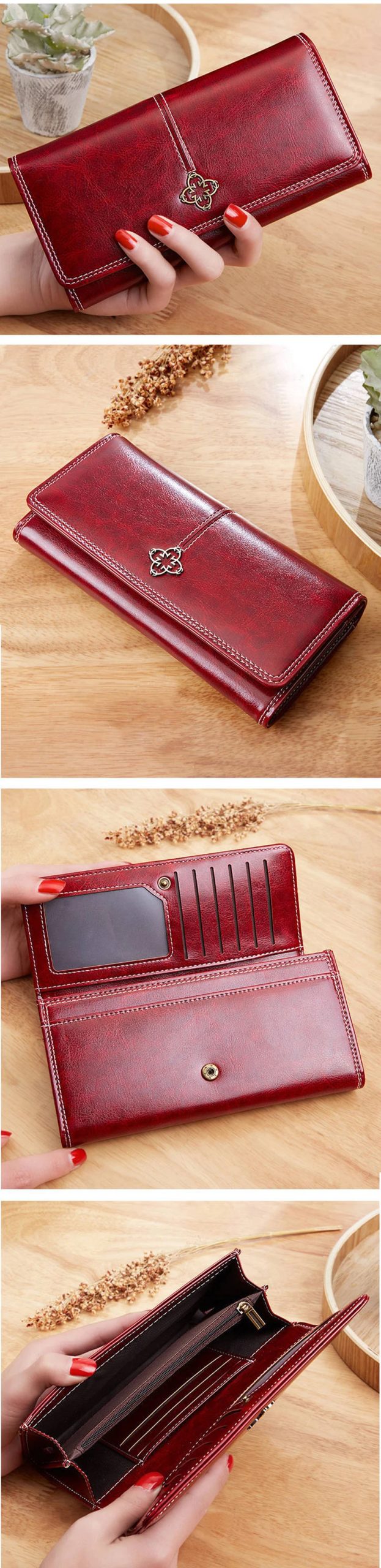 Women's Leather Wallet	Woman Luxury Long Wallets Fashion Women Purses Money Bags 2022 Handbags Womens Purse Cards Holder