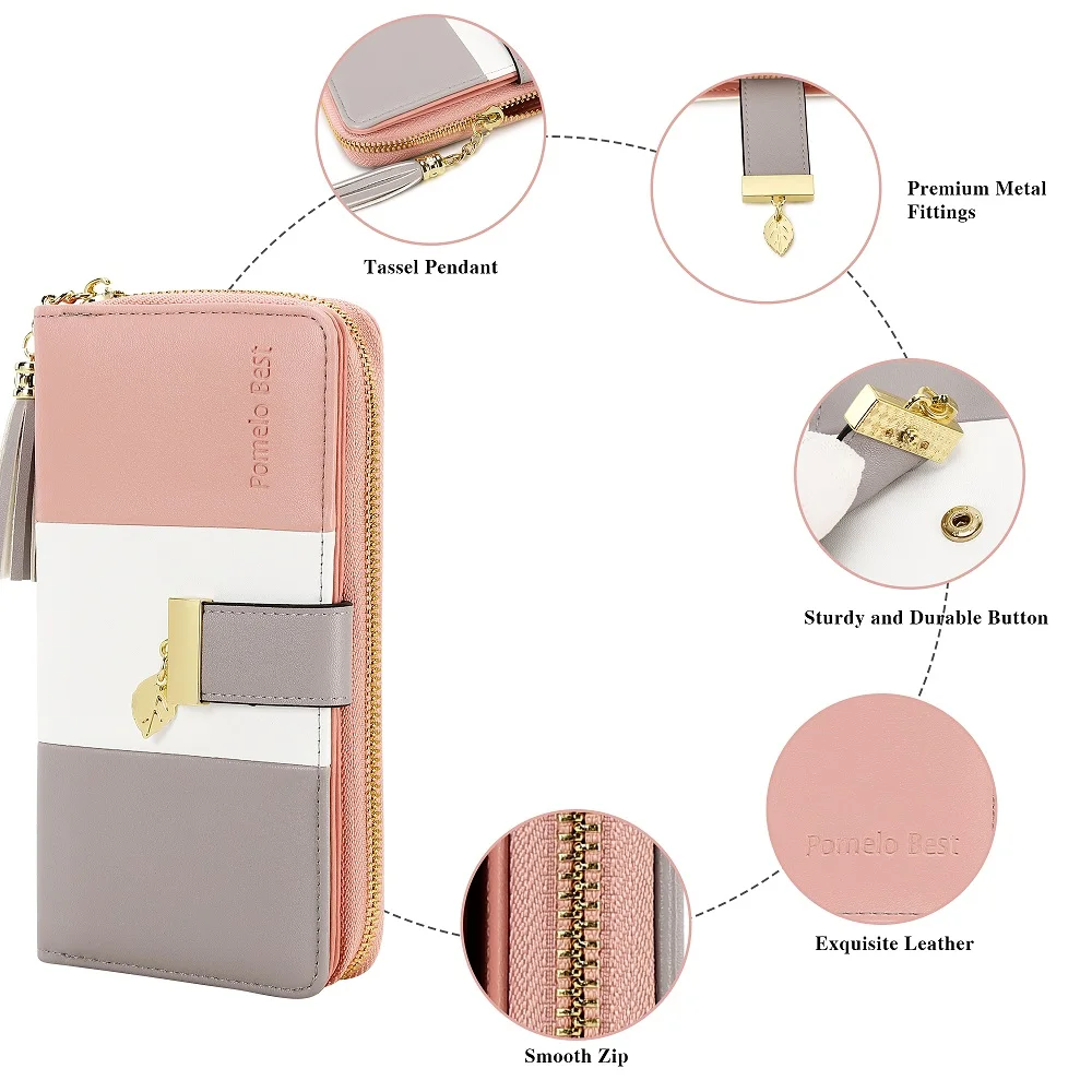 Latest model Fashion Zipper Wallets Womens large capacity Purses Handbags Coin Purse 9 Cards Holder PU Leather Billfold Wallet