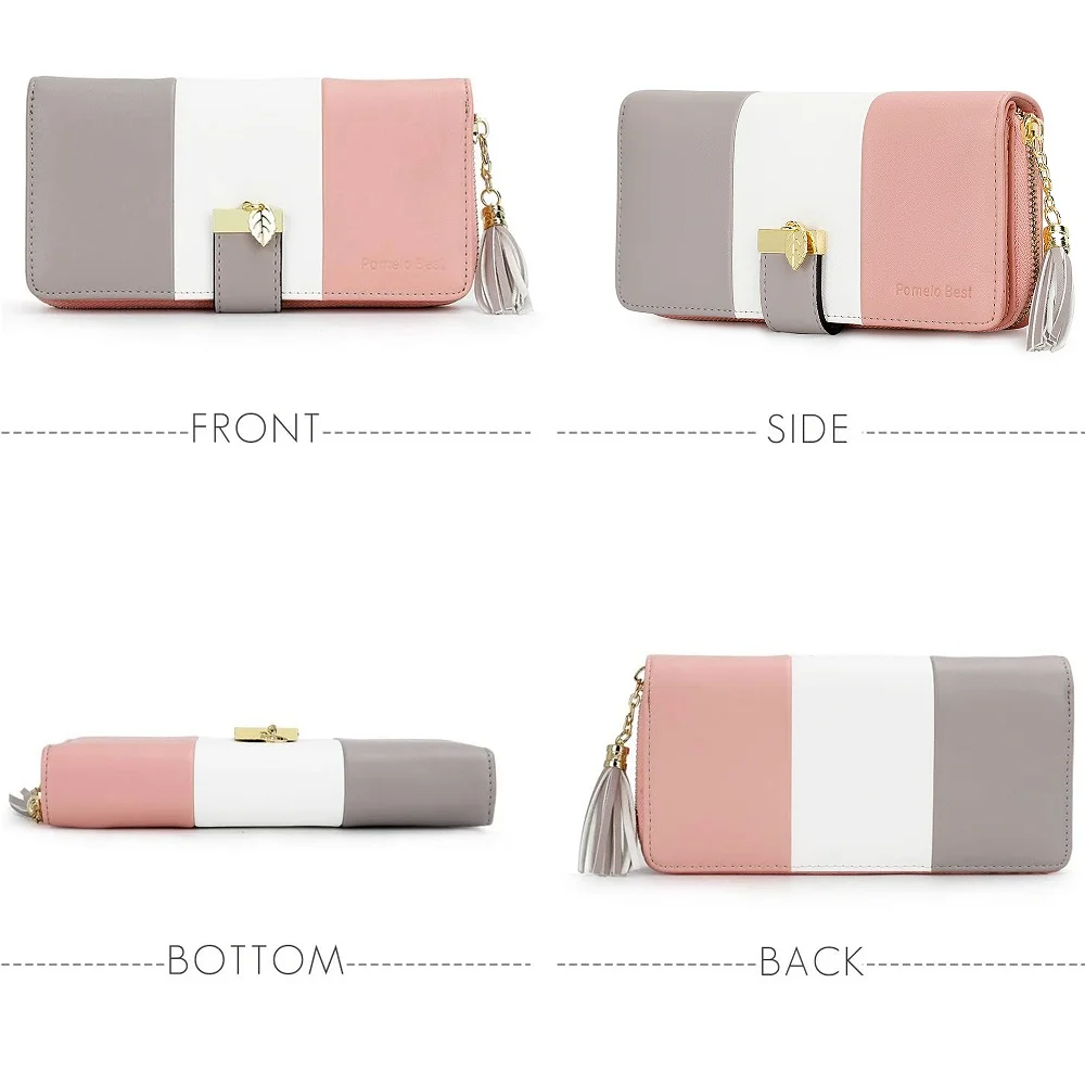Latest model Fashion Zipper Wallets Womens large capacity Purses Handbags Coin Purse 9 Cards Holder PU Leather Billfold Wallet