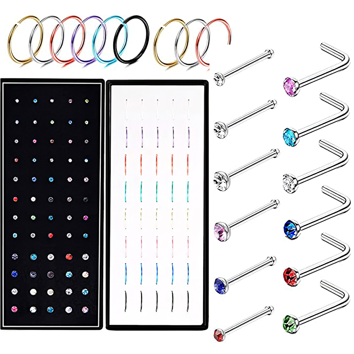 Fashion Crystal Stainless Steel Nose Stud Piercing