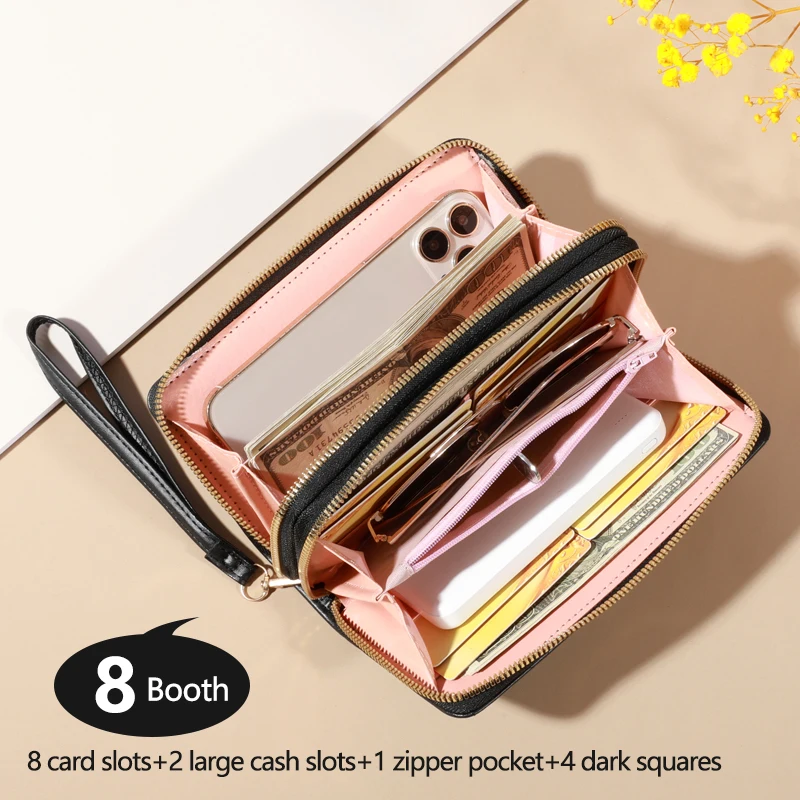 Chic Quilted Long Wallet for Women - Secure Zipper, Multiple Card Slots, Phone Compartment - Versatile Clutch for Every Occasion Chic Quilted Long Wallet for Women - Secure Zipper, Multiple Card Slots, Phone Compartment - Versatile Clutch for Every Occasion