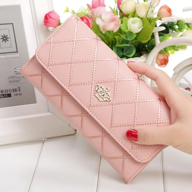 Women PU Leather Long Wallet Diamond Pattern Purse Large Capacity Card Holder Crown Buckle Ladies Phone Bag Girls Gifts Women PU Leather Long Wallet Diamond Pattern Purse Large Capacity Card Holder Crown Buckle Ladies Phone Bag Girls Gifts