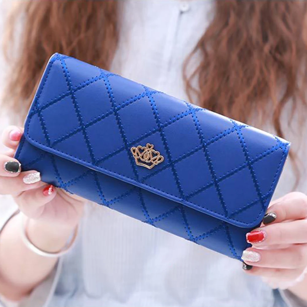 Women PU Leather Long Wallet Diamond Pattern Purse Large Capacity Card Holder Crown Buckle Ladies Phone Bag Girls Gifts Women PU Leather Long Wallet Diamond Pattern Purse Large Capacity Card Holder Crown Buckle Ladies Phone Bag Girls Gifts
