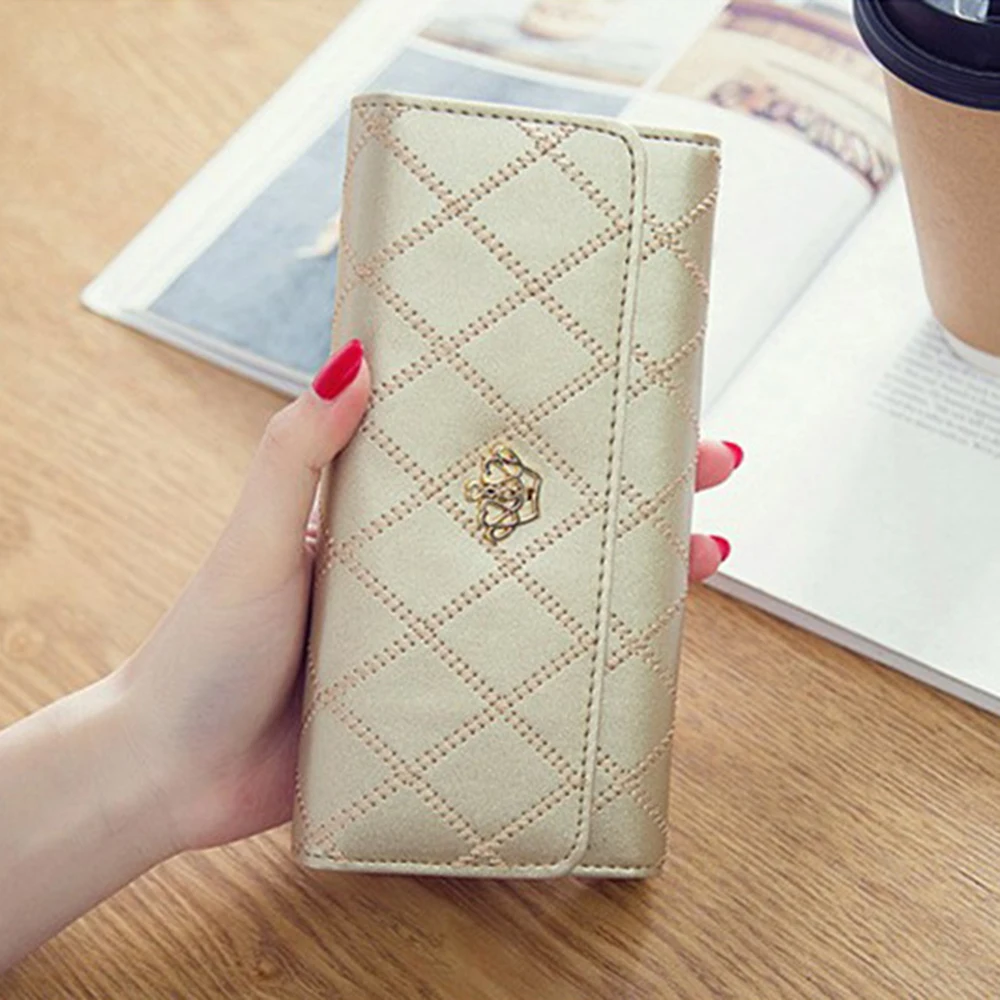 Women PU Leather Long Wallet Diamond Pattern Purse Large Capacity Card Holder Crown Buckle Ladies Phone Bag Girls Gifts Women PU Leather Long Wallet Diamond Pattern Purse Large Capacity Card Holder Crown Buckle Ladies Phone Bag Girls Gifts