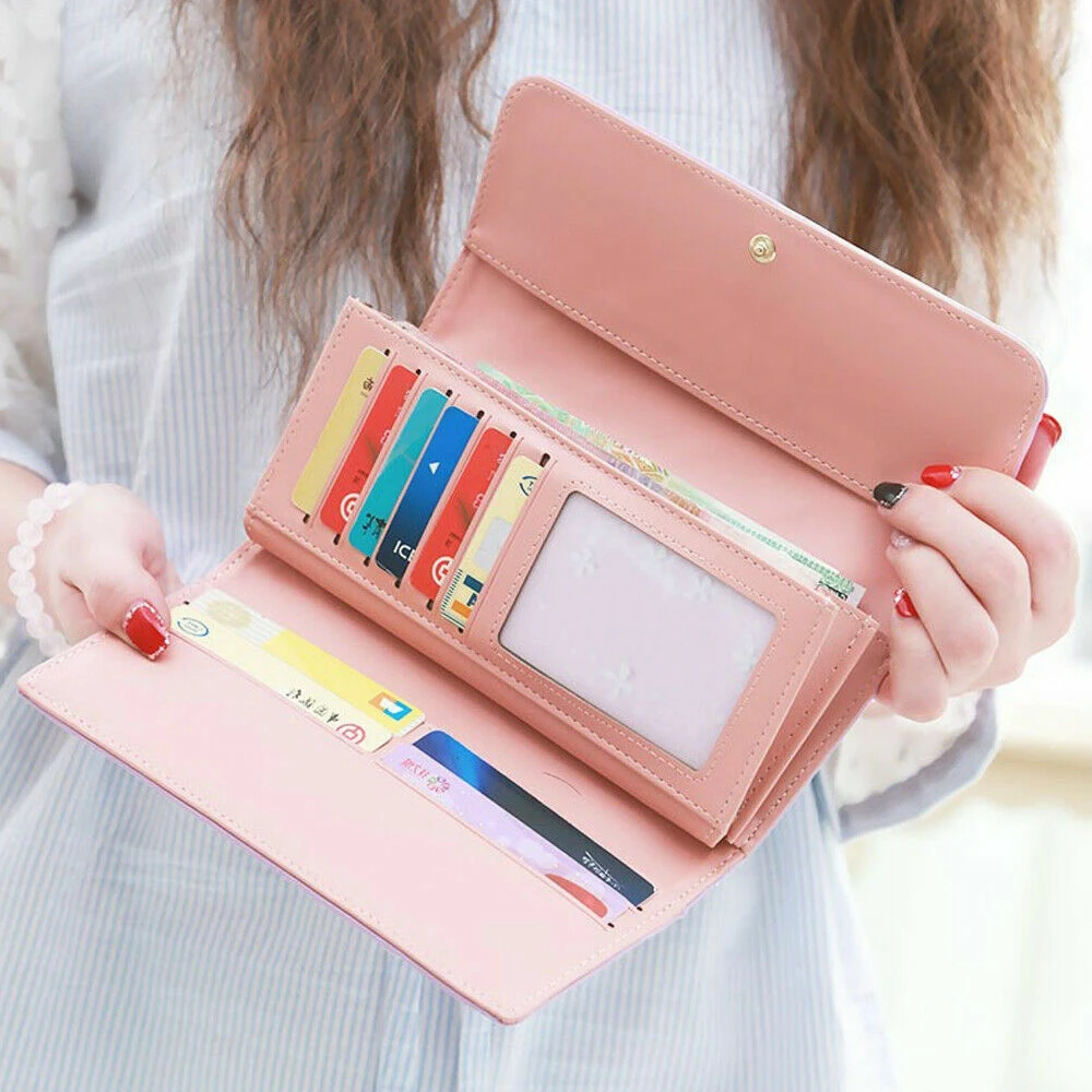 Women PU Leather Long Wallet Diamond Pattern Purse Large Capacity Card Holder Crown Buckle Ladies Phone Bag Girls Gifts - Image 4