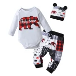 Newborn Baby Long Sleeve Bear Print Outfit 0-12M