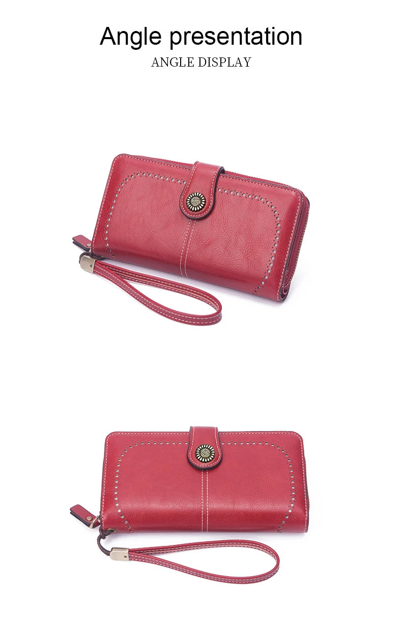 Vintage Large Capacity Women's Purse, Monochromatic, Multi-card, Long Wallet, Multi-function Zipper Strap, Wrist Strap, New
