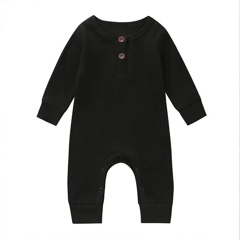 Newborn Baby Full Sleeve Rib Cotton Romper Playsuit Jumpsuit