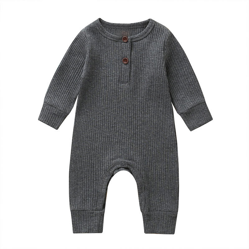 Newborn Baby Full Sleeve Rib Cotton Romper Playsuit Jumpsuit