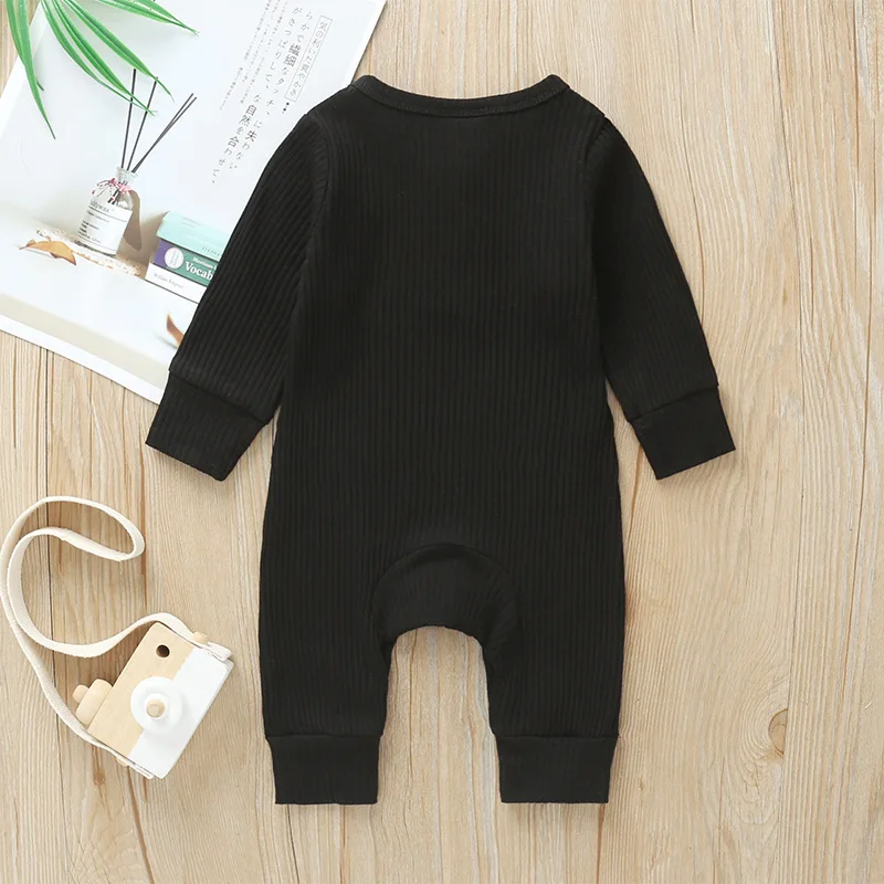 Newborn Baby Full Sleeve Rib Cotton Romper Playsuit Jumpsuit