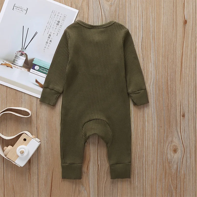 Newborn Baby Full Sleeve Rib Cotton Romper Playsuit Jumpsuit