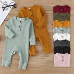 Newborn Baby Full Sleeve Rib Cotton Romper Playsuit Jumpsuit