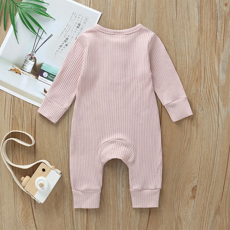 Newborn Baby Full Sleeve Rib Cotton Romper Playsuit Jumpsuit