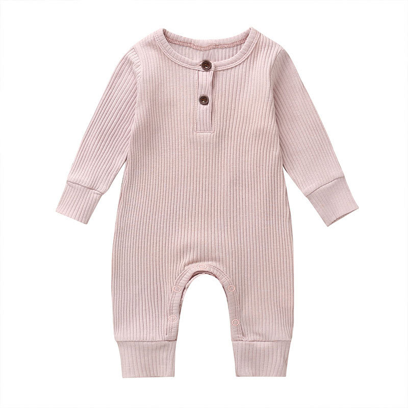 Newborn Baby Full Sleeve Rib Cotton Romper Playsuit Jumpsuit