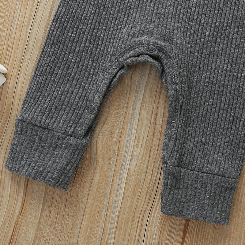Newborn Baby Full Sleeve Rib Cotton Romper Playsuit Jumpsuit