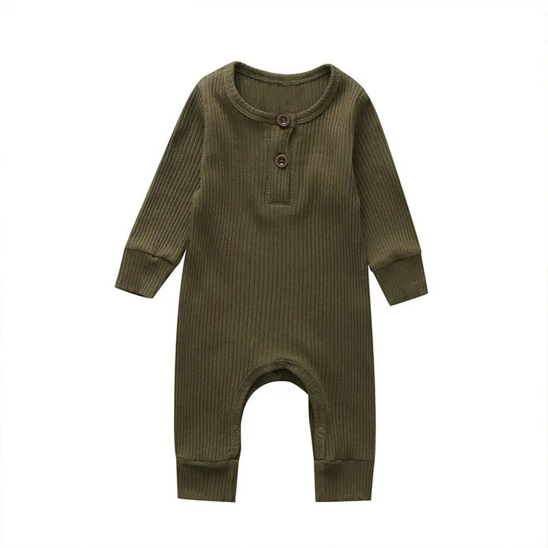 Newborn Baby Full Sleeve Rib Cotton Romper Playsuit Jumpsuit